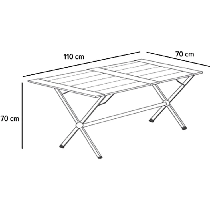Via Mondo Aluminium Bambus Campingtisch Mesa für 4 Personen höhenverstellbar Rolltisch kleines Packmaß – Bild 2