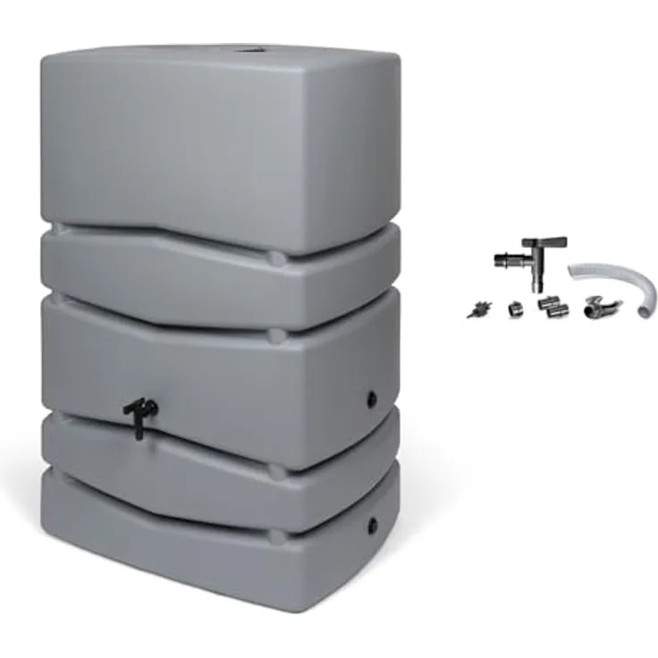 Kreher Aqua Tower XXL Wassertonne mit Wasserhahn, 450 Liter Nutzungsvolumen, Grau