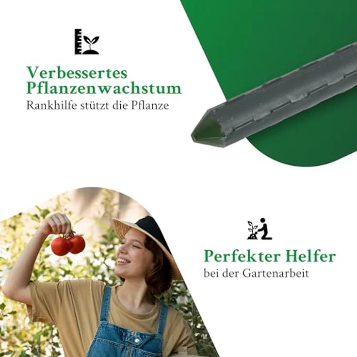 Novatool Rankhilfe, 20 Stück Pflanzstäbe 150cm grün, stabil und korrosionsbeständig aus Metallrohr mit Noppenstruktur – Bild 7