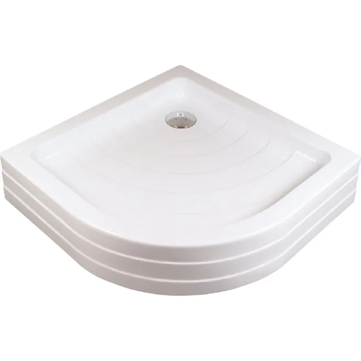 CARUNO Tray Ronda-90 PU White, Halbrunde Duschwanne aus strapazierfähigem Acryl mit pflegeleichter Oberfläche, 18,5 cm hoch