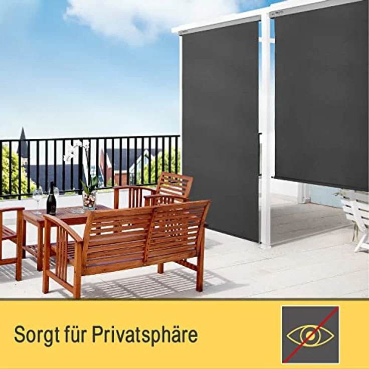 Sol Royal Senkrechtmarkise MS5, 180x250cm, anthrazit, abnehmbare Handkurbel, wasserabweisender Sonnen- und UV-Schutz, für Terrasse und Balkon – Bild 8
