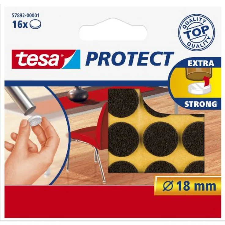 Tesa Protect Filzgleiter, rund, Ø18mm, braun, 16 Stück - Preisvergleich