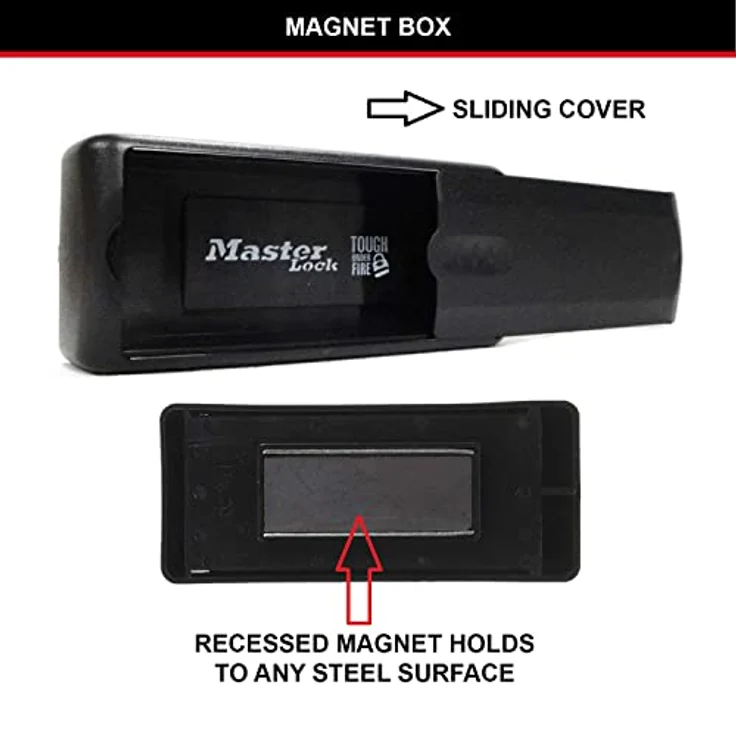 MASTER LOCK Magnetischer Schlüsselkasten [Autoschlüssel safe] 207EURD – Ideal, um Autoschlüssel zu verstecken, Schwarz, 11,9 cm x 5,1 cm x 2,9 cm – Bild 5
