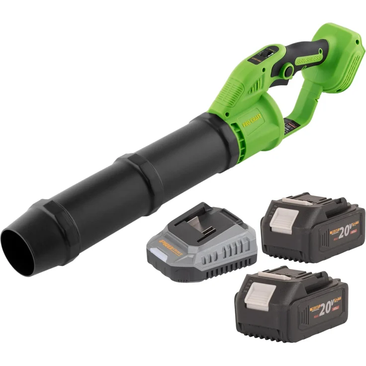 Procraft PB24bb Akku Laubbläser 20 V Brushless, 2x 4,0 Ah Akku und Ladegerät, kabellose Gartenpflege