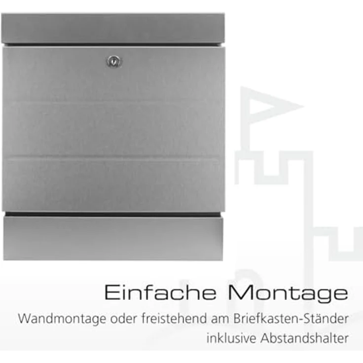 Burg Wächter Briefkastenset NewYork 3850 Ni, Edelstahl mit Zeitungsfach und Witterungsschutz, EN 13724 konform – Bild 6