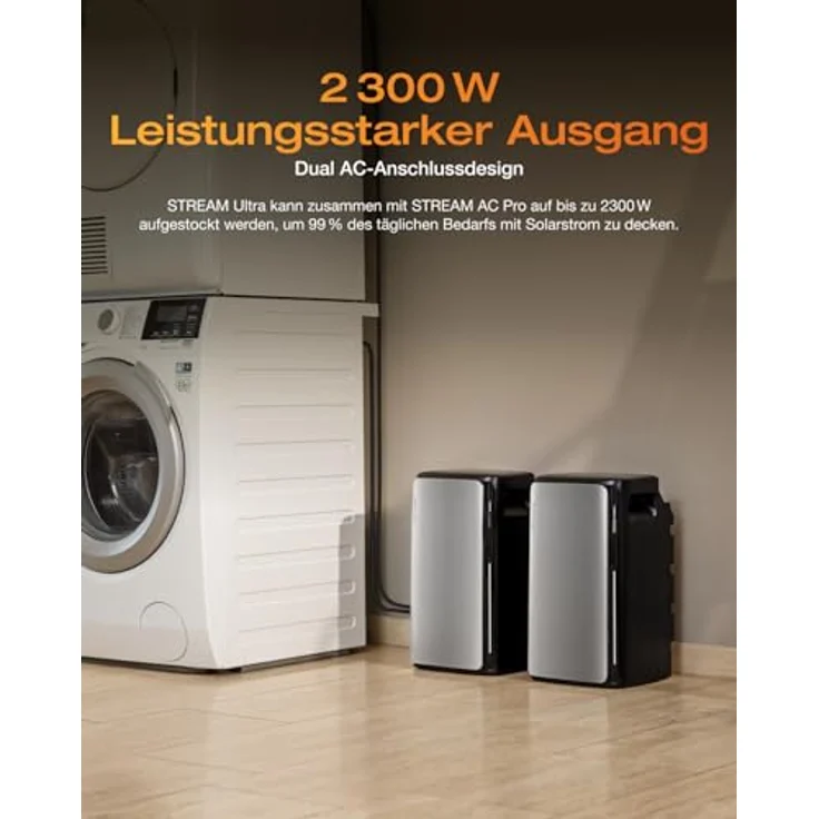 EcoFlow STREAM Ultra und AC Pro 3,84kWh, Balkonkraftwerk mit 1600W Speicher, Komplettset mit 4x 400W Solarpanel und Halterung für Gitterbalkon – Bild 2