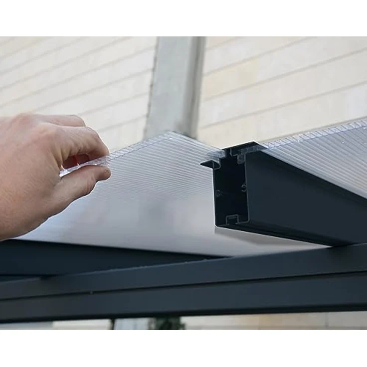 Canopia by Palram Terrassenüberdachung Alu Sierra 3X6.10 Polycarbonat Hohlkammerplatten Pergola 619 x 295 cm Grau - Nahezu unzerbrechliche, klare 6 mm Polycarbonat-Dachplatten, rostbeständiger Aluminiumrahmen – Bild 5