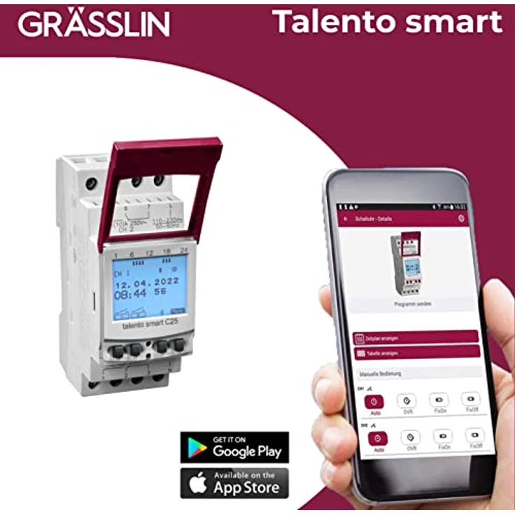 Grässlin talento smart C25, digitale Zeitschaltuhr mit Bluetooth, programmierbar über Smartphone, bis zu 50 Programme, PIN-Code-Sicherheit – Bild 5