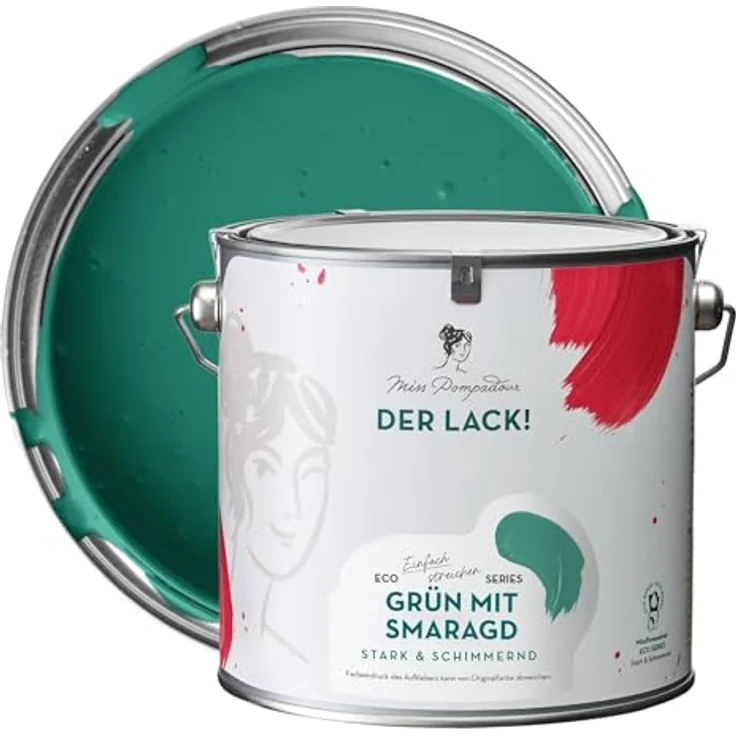MissPompadour Holzfarbe Grün mit Smaragd, 2,5L Seidenmatte Möbelfarbe für Innen & Außen, witterungsbeständig, hohe Deckkraft, geruchsarm – Bild 1