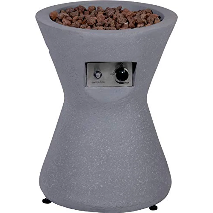 dobar® 35439e Lava-Ofen "Conico" - Gaskamin Outdoor aus Magnesia - Gasfeuerstelle mit Lavasteinen - Gartenkamin inkl. Deckel & Schutzhülle - Gasofen für Garten/Terrasse/Balkon - 48 x 48 x 66 cm – Bild 2