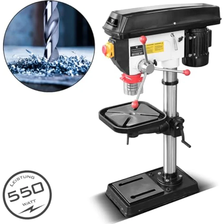 STAHLWERK Säulenbohrmaschine BD-550 ST, 550 W, Bohrdurchmesser Ø 3-16 mm, 200-2.800 U/min, präziser Bohrtisch, stabiler Metallfuß – Bild 2