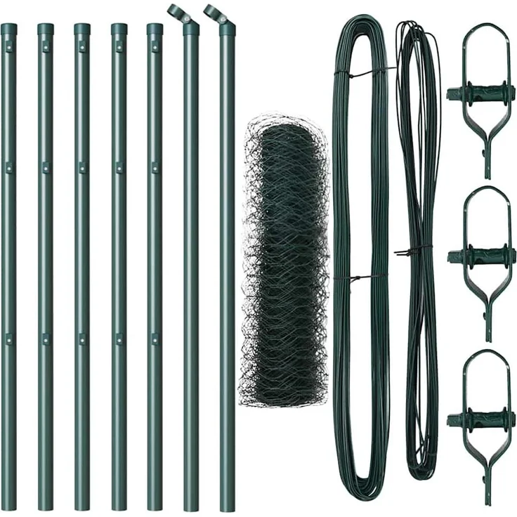 vidaXL Bodenmontierter Sechseckzaun 10 x 0,5 m, PVC-beschichteter Stahl, wetterfest und korrosionsbeständig, grün