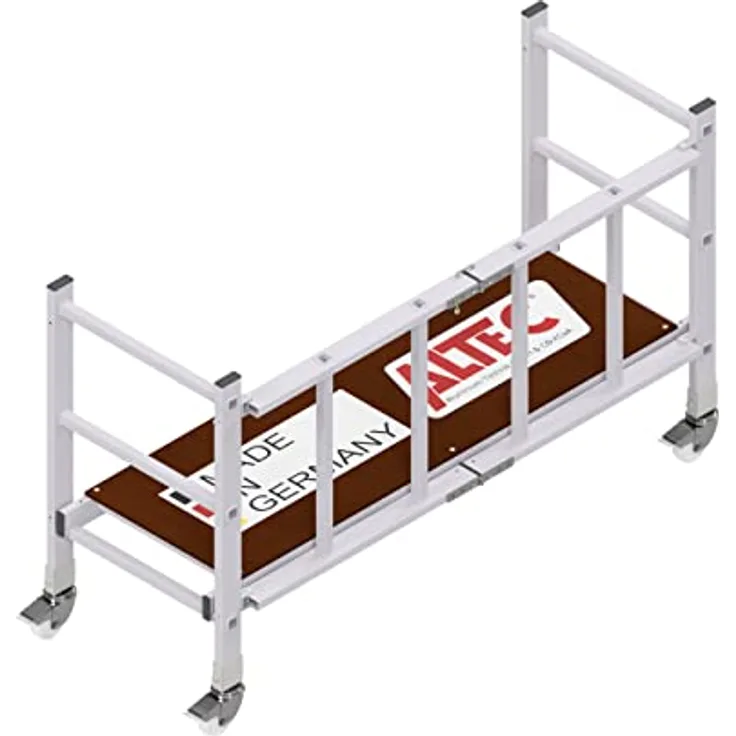 ALTEC Aluminium Klappgerüst AluFold® faltbare Arbeitsplattform mit rutschhemmendem Belag, 4 Laufrollen und hoher Belastbarkeit