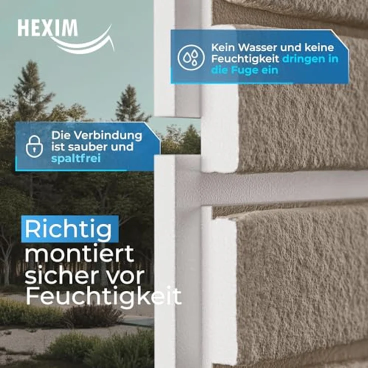 HEXIM Fassadenpaneele FP204, 121x50cm EPS Styropor mit Acrylbeschichtung in Steinoptik Weiß, 3D Fassadenverkleidung für Innen- & Außenbereich, UV-beständig, 0,61m² – Bild 3