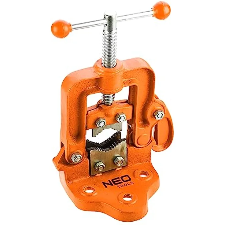 NEO TOOLS Rohrschraubstock 10-60 mm, Hydraulikschraubstock mit gehärteten Backen und robuster Klemmkraft