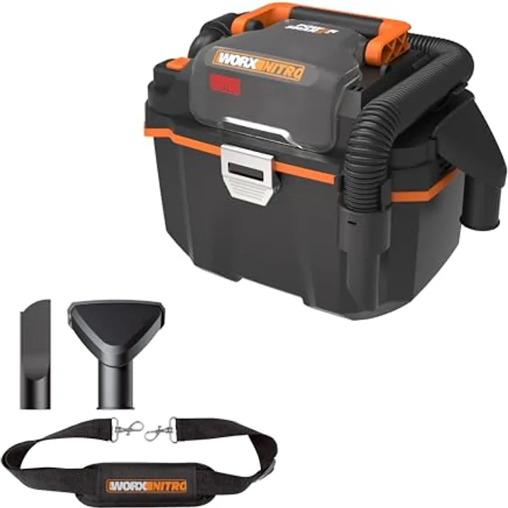 WORX WX031.9 Akku Nass-/Trockensauger, mobil und handlich, 20V, mit Fugendüse und Breitstrahldüse, Schwarz/Orange