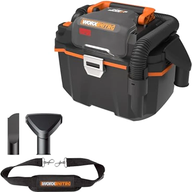 WORX WX031.9 Akku Nass-/Trockensauger, mobil und handlich, 20V, mit Fugendüse und Breitstrahldüse, Schwarz/Orange – Bild 1