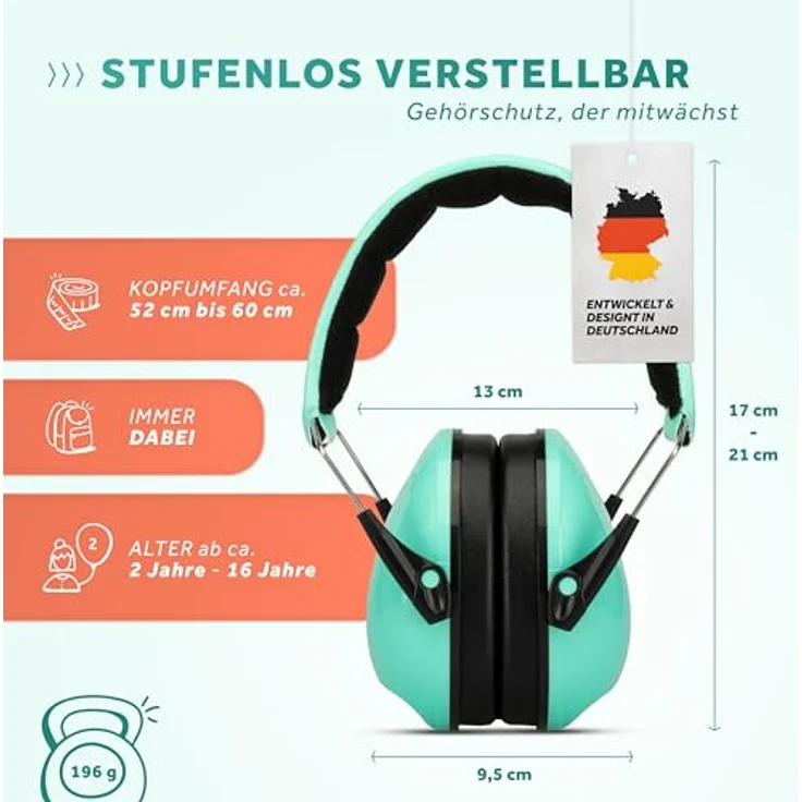 Schallwerk Kapselgehörschutz SCHALLWERK ® Kapselgehörschutz Kiddies, bis zu 27 dB Lärmschutz, für Kinder – Bild 4