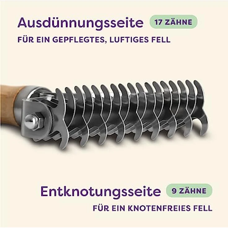 Hundebürste - Effektives Entfernen von Unterwolle - Nachhaltiges FSC-Holz - Weiche Pflege - Doppelseitige Fellbürste - Hunde & Katzen Bürste – Bild 3