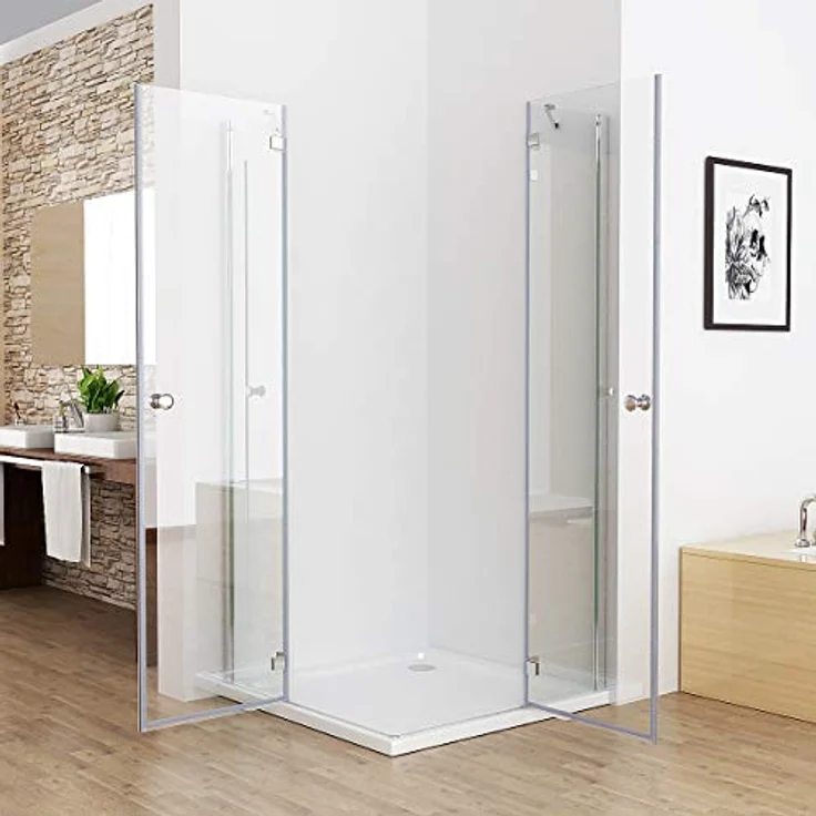 MIQU Duschkabine 90 x 80 cm Eckeinstieg mit ESG Sicherheitsglas, verstellbarer Türbreite und stabilen Metallstützstangen – Bild 3