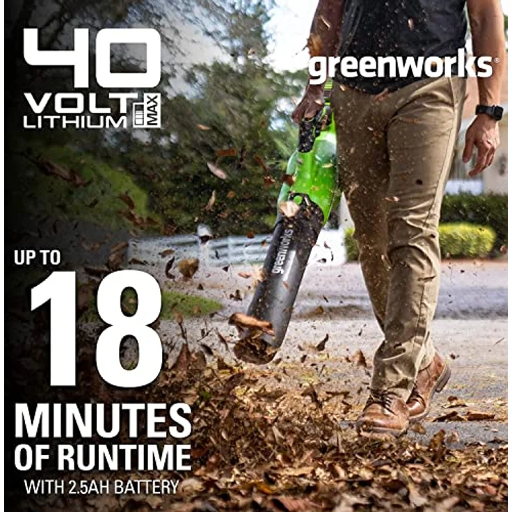 Greenworks GD40ABK2X, Axial Akku Laubbläser mit bürstenlosem Motor, 210 km/h, 40V Lithium-Ionen Akku – Bild 3