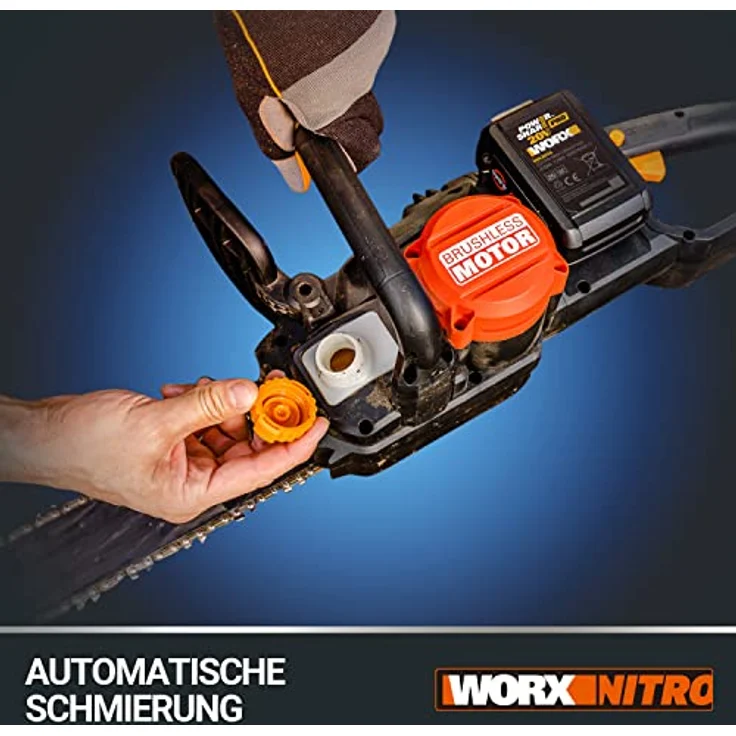 Worx Akku-Kettensäge WORX NITRO WG385E 40V inkl. Akku und Ladegerät, 40,00 cm Schwertlänge, Automatischer Kettenöler, Drahtlos – Bild 7