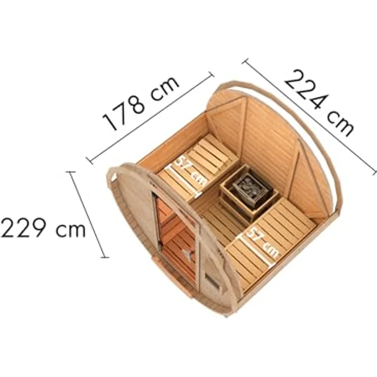 Karibu Fasssauna Sauna Fasssauna naturbelassen Ofen 9 kW integr. Steuerung, Made in Germany – Bild 4