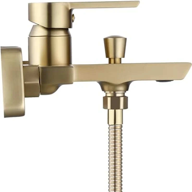 wohnwerk.idee Badewannenarmatur Argus, Wannenarmatur in Gold Matt und Schwarz mit polierter Oberfläche, ergonomischer Hebel und integrierter Umsteller – Bild 6
