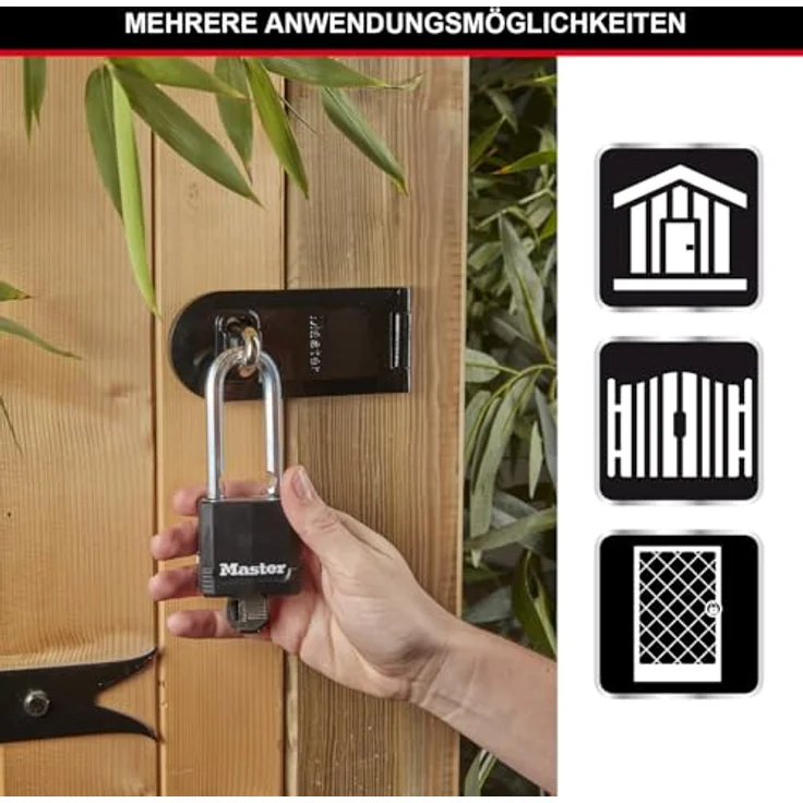 MASTER LOCK Hochsicherheits Vorhängeschloss [Schloss mit Schlüssel] [Beschichtetem Laminiertem Stahl] [Wetterfest] [Large Bügel] M115EURDLH - Ideal für Lagerräume, Lagerschuppen, Garagen, Zäune – Bild 3