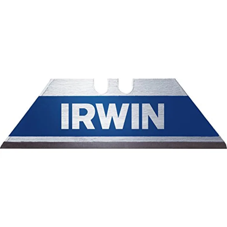 IRWIN Cuttermesser 10504241, Bi-Metall Trapezklingen, 10er-Set, splitterfrei und langlebig, Blau