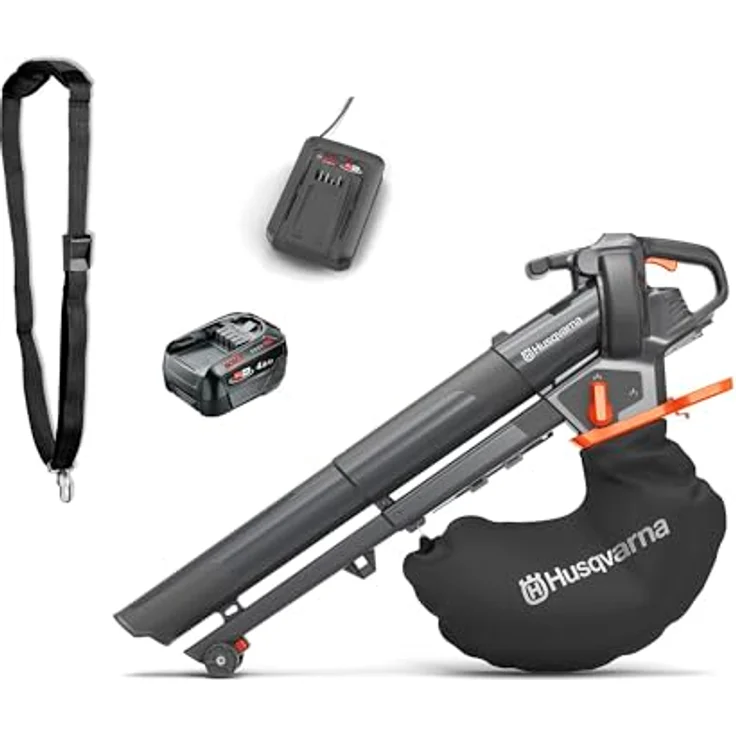 Husqvarna Aspire BVX-P4A, Akku-Laubbläser mit P4A 18-B72 Akku und P4A 18-C100 Ladegerät, bürstenloser Motor, stufenlose Geschwindigkeitsregelung, für kleinere Gärten – Bild 1