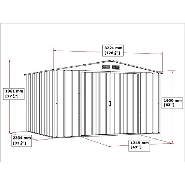 Duramax ECO 10 x 8 (7.28 m²) Metallgerätehaus, feuerverzinktes Metall gerätehaus - Geräteschuppen, verstärkte Dachkonstruktion, wartungsfreier und wetterfester Metallschuppen, Anthrazit – Bild 4