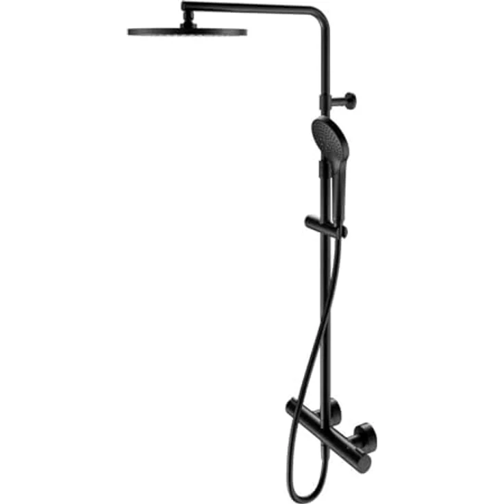 Keuco Duschsystem PLAN BLUE AP, Thermostat-Brausemischer mit schwarzer Kopfbrause, höhenverstellbar, Sicherheitsverriegelung 38°C, 250 mm rund – Bild 3