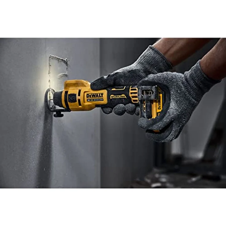 Dewalt 18V Akku-Trockenbaufräse DCE555N (bürstenloser Motor, 26.000 U/min, mit LED-Arbeitslicht, Tiefenanschlag, für schnelle Ausschnitte in Gipskarton, inkl. Zubehör, Lieferung ohne Akku & Ladegerät) – Bild 4