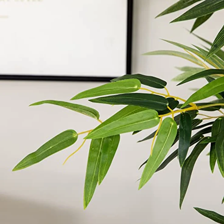 HOMCOM Kunstpflanze im Kiefernholztopf Bambus, Höhe 180 cm, Indoor/Outdoor, Dekopflanzen, Grün – Bild 9
