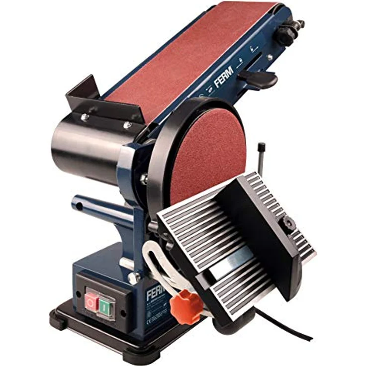 FERM Bandschleifmaschine ? 350W ? 150mm - einschl. 2 Schleifbänder (P80 & P120) und 2 Schleifscheiben (P80 & P120) – Bild 2