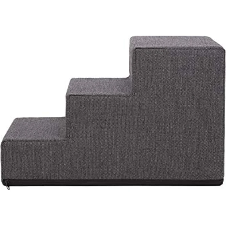Bjird Haustiertreppe Inari, 3-stufige Hundetreppe für kleine Hunde, Antirutsch, kratzfest, 50 x 30 x 30 cm, Graphit – Bild 2