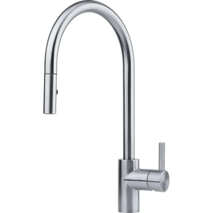 FRANKE Küchenarmatur mit Ausziehbrause, umstellbarer Wasserstrahl, 180° Schwenkbereich, schwarzer Gewebeschlauch