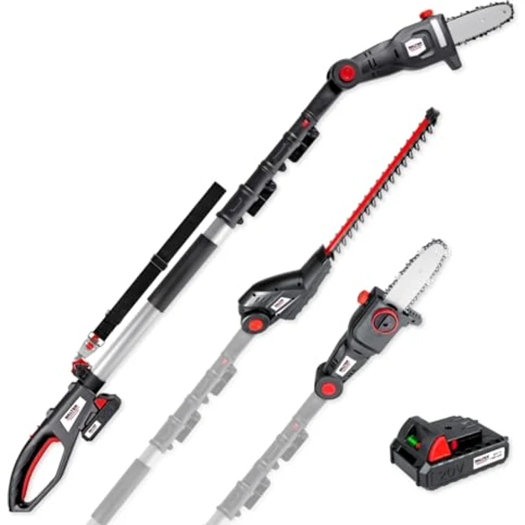 WALTER Li-Ion Akku-Hochentaster-/Heckenschere 20 V, 2 in 1 Kombigerät mit Teleskopstange bis 2,40 m, 180 mm Schnittlänge, Qualitätsmesser 405 mm – Bild 1