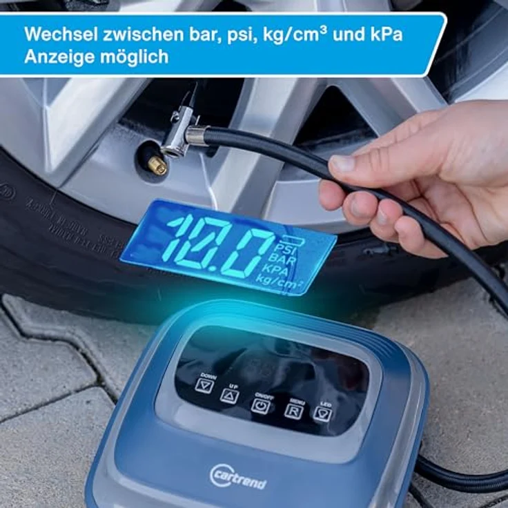 Cartrend Kompressor 10 Bar, Luftpumpe mit Abschaltautomatik und LED Arbeitsleuchte – Bild 6