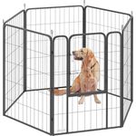 PawHut Welpenlaufstall 6-eckig, faltbares Freilaufgehege mit 6 Gitterplatten und Tür, 100 cm hoch, für Hunde und Katzen, drinnen und draußen