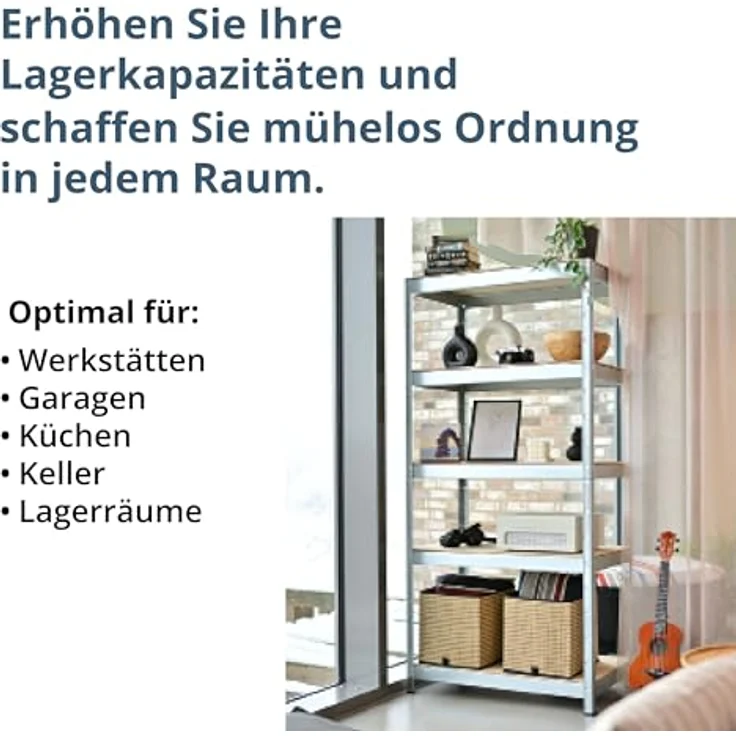 Schulte Regalwelt Schwerlastregal mit 5 Holzböden, 180x90x40cm Regalsystem, Steckregal mit einfacher Montage ohne Verschrauben, Traglast je Boden bis zu 250 Kg (bis zu 1250 Kg Gesamttraglast) – Bild 6