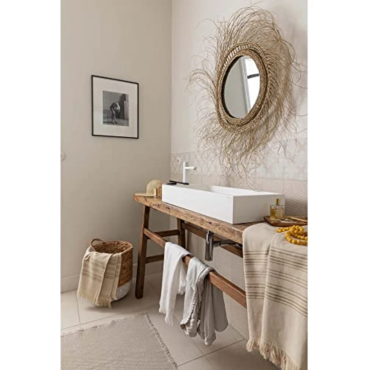 Vivaraise Hammam-Tuch Cancun, Braun, 100% Baumwolle, 90x180 cm, mit eleganter Bordüre, ideal für Freizeit, Wellness und Sauna – Bild 2