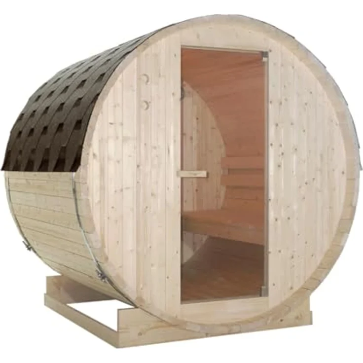 Sanotechnik Fasssauna »TROMSÖ L«, 3,8 mm, geeignet für 4 Personen, Fichetnholz, Gartensauna – Bild 4