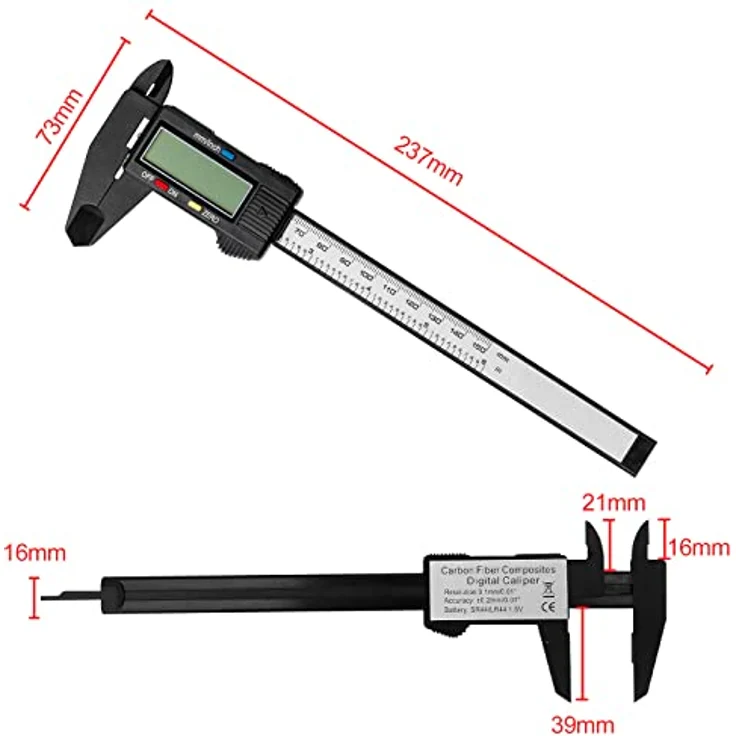 Gvolatee 150 mm/6" Digital Messschieber, präzise Kohlefaser Schieblehre mit großem LCD-Bildschirm und ZERO-Funktion – Bild 2