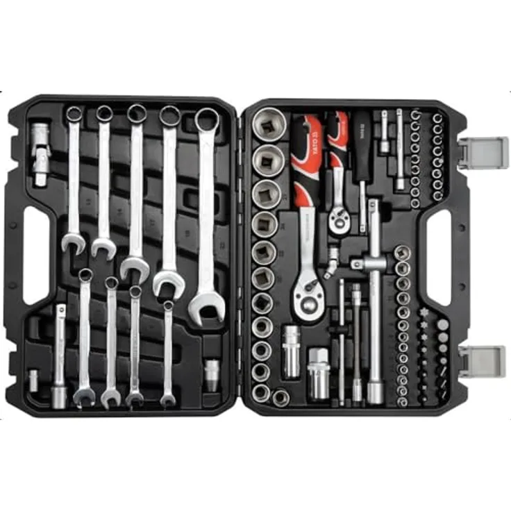 YATO Werkzeugsatz 1/2'' 82-TEILIG YT-12691, CrV6150 Material, inklusive AS-DRIVE Steckschlüsseln 14-32 mm und 4-14 mm