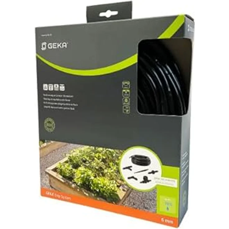 GEKA Bewässerungssystem Drip System, automatisches Bewässerungsset für Gemüse- und Blumenbeete, wassersparend, selbstreinigendes Tropfrohr, 15 m Versorgungs- und Tropfrohr – Bild 1