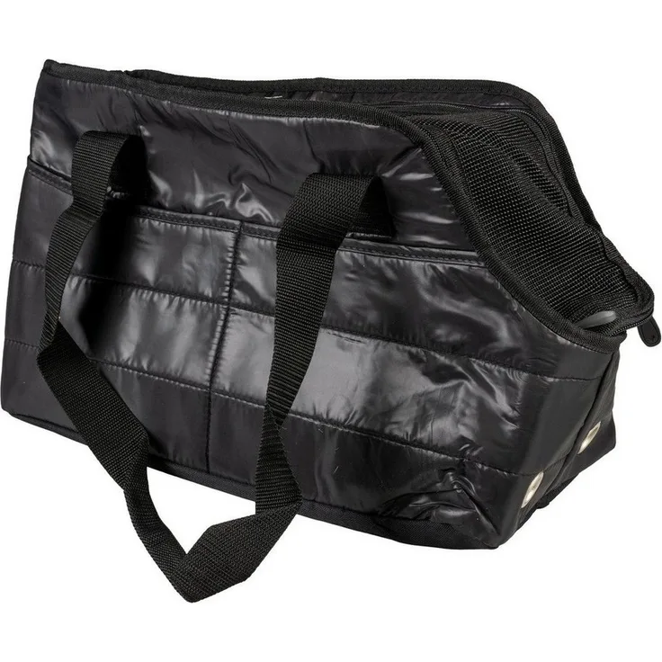 DUVO+ Tiertransporttasche Handtasche Paris Chic, schwarz, für kleine Hunde bis 5 kg, wasserdicht, mit abnehmbarem Kissen und Lüftungslöchern