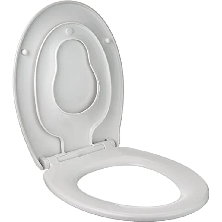 Euroshowers WC Sitz mit integriertem Kindersitz, Soft Close abnehmbar, Weiß, Quick-Release-Funktion, verstellbare Metallscharniere – Bild 2