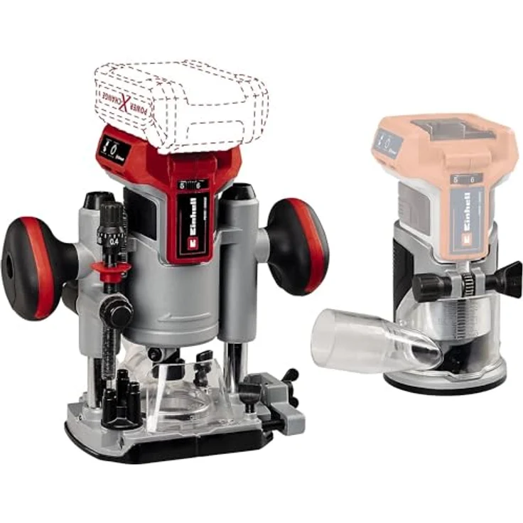Einhell Professional Akku-Oberfräsen-Kantenfräsen-Set TP-RO 18 Set Li BL-Solo Power X-Change (18 V, Brushless, Frästiefen-Feineinstellung, inkl Zubehör+Tasche, ohne Akku) – Bild 1
